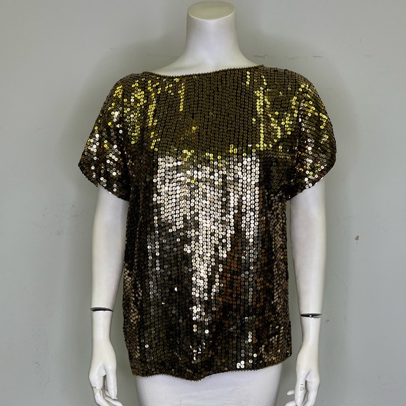 Vintage 1980s Gold Sequin T Shirt - Picture 3 of 7